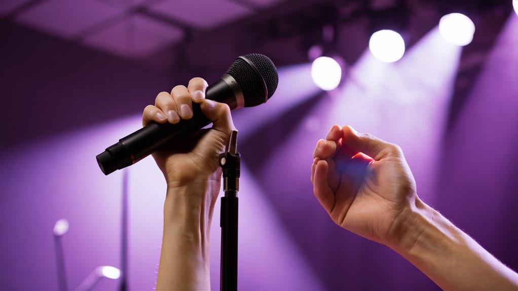 hold microphone with care