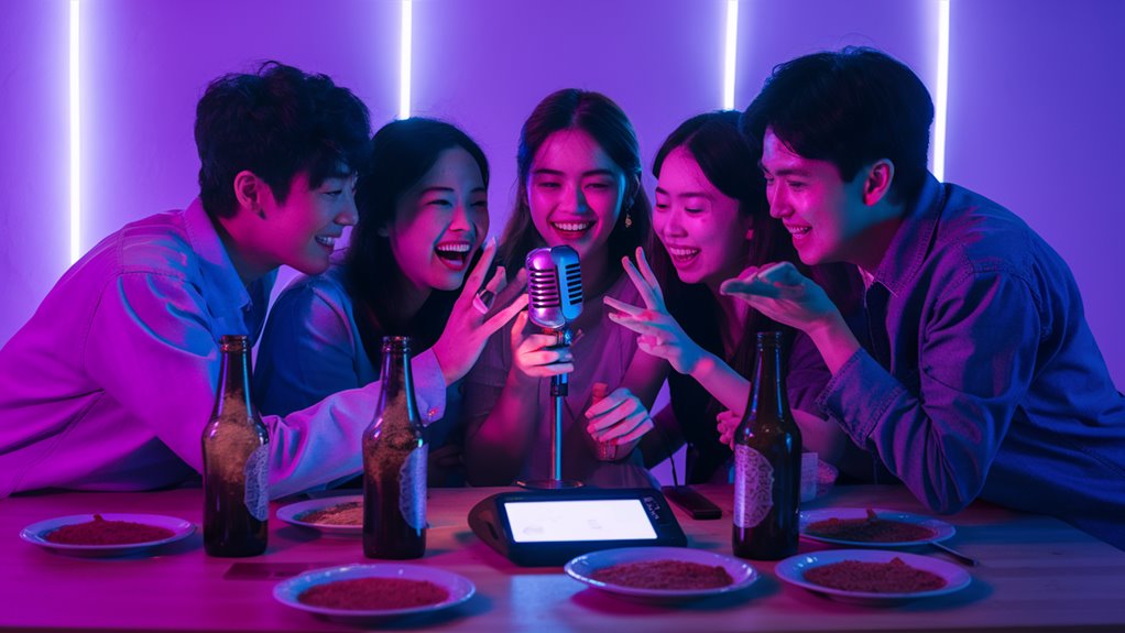 korean friends singing together