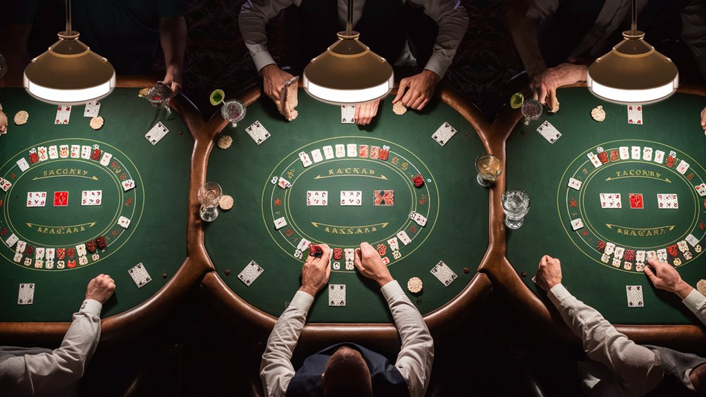 players playing several poker tables